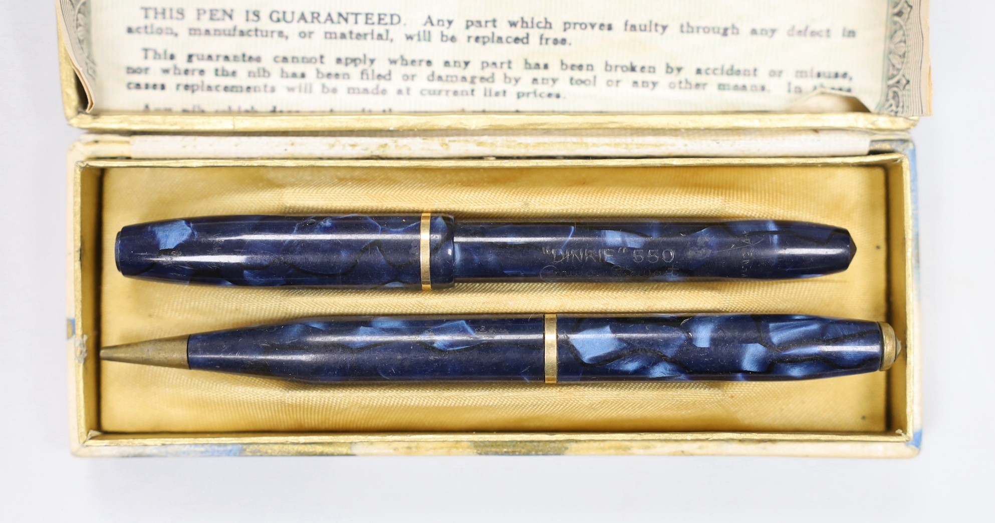 A George III cartwheel twopence other coinage, a boxed Conway Stewart pen and pencil set and Georgian silver spoon